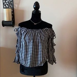 Gingham off shoulder top